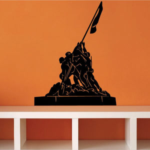 Iwo Jima Memorial Virginia decal: dark soldier raising flag over pedestal silhouette.
