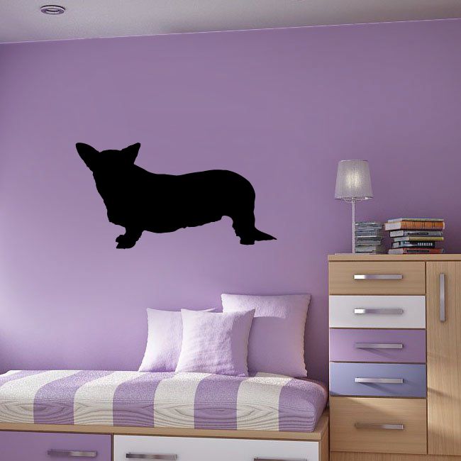 Black dog silhouette wall decal with side profile