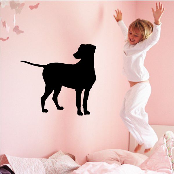 Black dog silhouette wall decal, standing profile