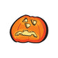 Jack-o-Lantern sticker: orange pumpkin face with triangular eyes, jagged grin