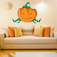 Jack-o-Lantern vine printed decal, orange pumpkin with green leaves