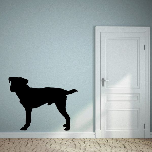 Jackson dog decal: black dog silhouette wall sticker, standing side view.