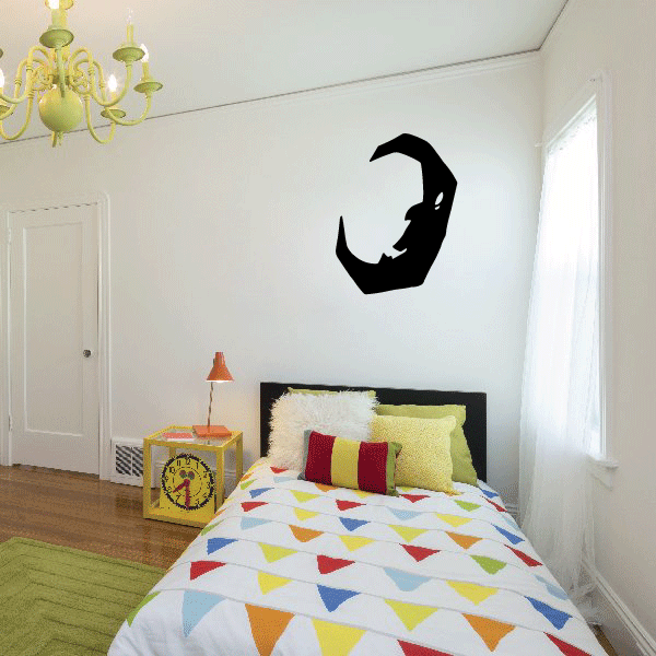 Black jagged moon wall decal silhouette