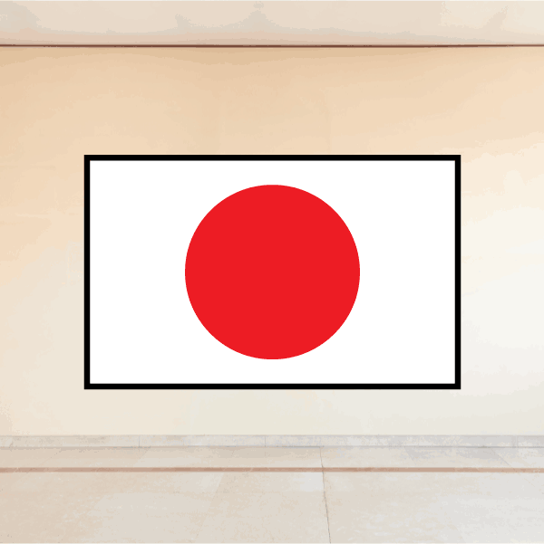 Japan flag sticker with red circle centered on white background