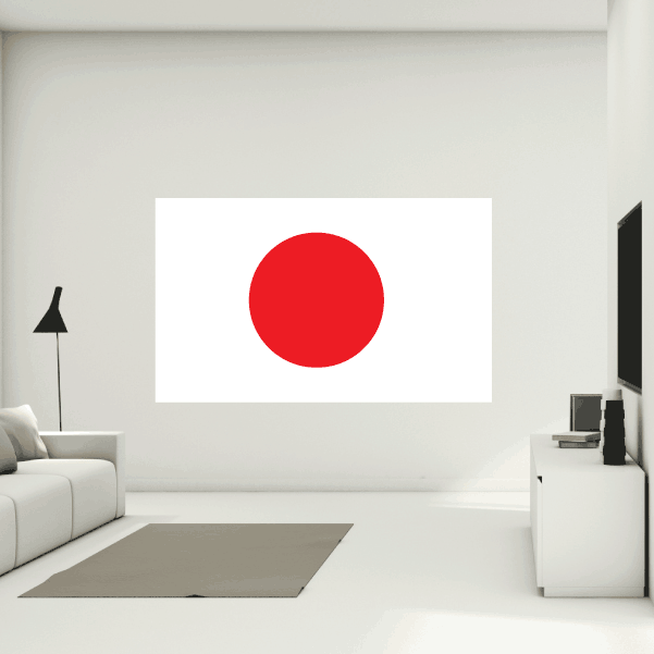 Japan flag sticker with red circle on a white rectangle