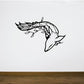 Dolphin and leaf wall decal, black line art style