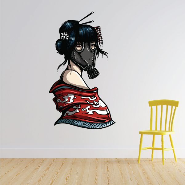 Image of Japanese Girl in Gasmask Sticker