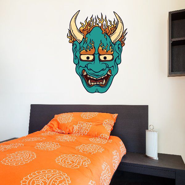 Image of Japanese Noh Mask Wall Decal - Vinyl Car Sticker - Uscolor008