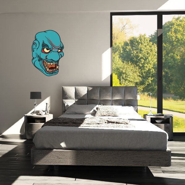 Image of Japanese Noh Mask Wall Decal - Vinyl Car Sticker - Uscolor012