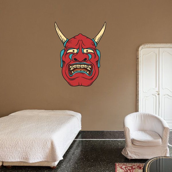 Image of Japanese Noh Mask Wall Decal - Vinyl Car Sticker - Uscolor013
