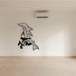 Japanese style dolphin wall decal, black outlined with swirling wave details