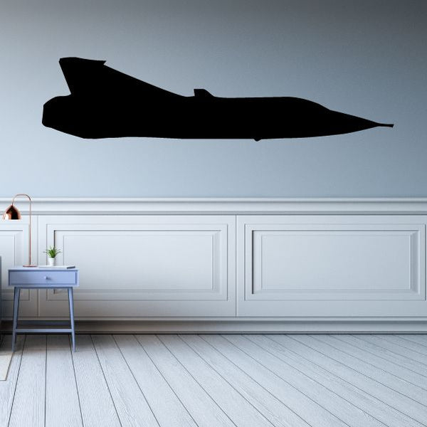 Jet aircraft profile decal with dark silhouette