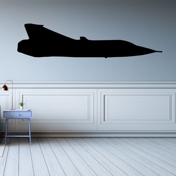 Jet aircraft profile decal with dark silhouette