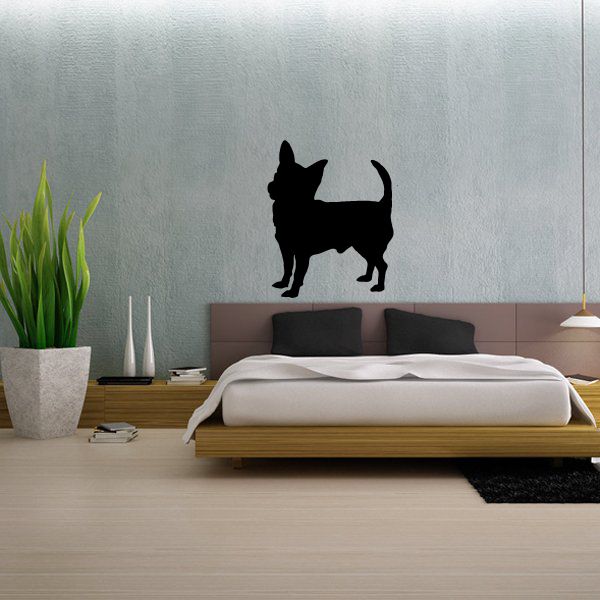 Black dog silhouette decal on wall