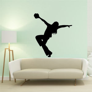 Black jazz dancer wall decal silhouette