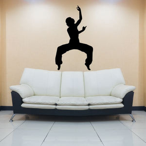 Jazz dancer wall decal, black vinyl silhouette of a posed dancer figure