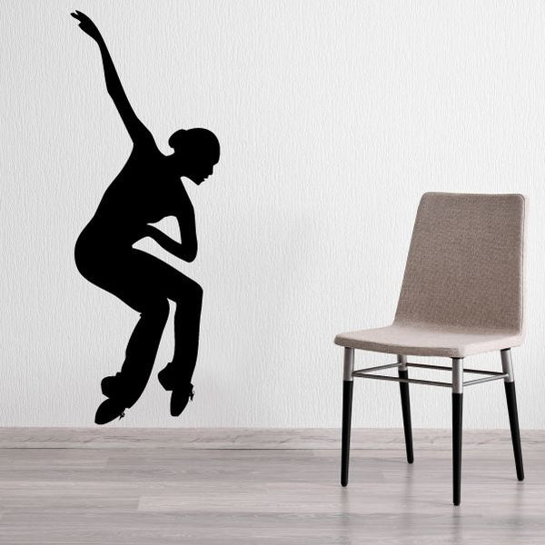 Black dancer vinyl wall decal silhouette of a dancing female figure