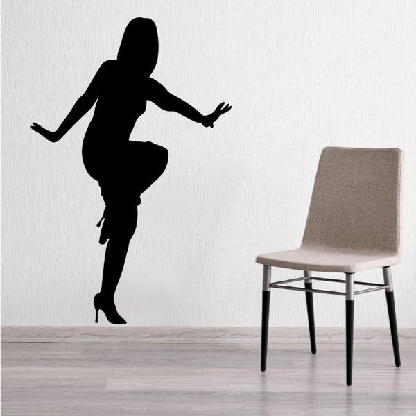 Jazz dancer wall decal vinyl showing a black silhouette dancing
