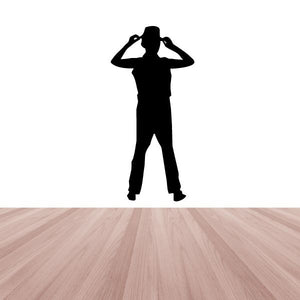 Black jazz dancer vinyl wall decal silhouette standing with hands on head