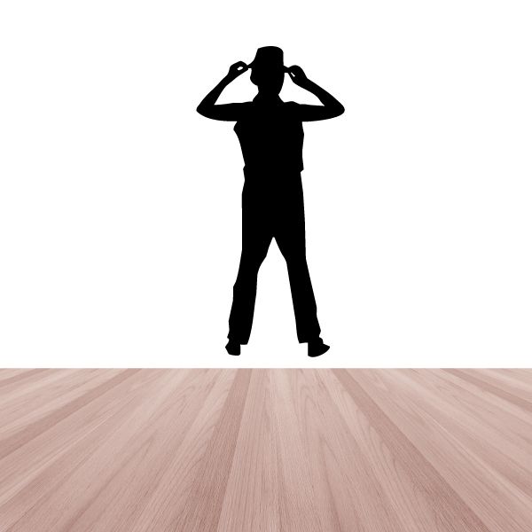 Black jazz dancer vinyl wall decal silhouette standing with hands on head