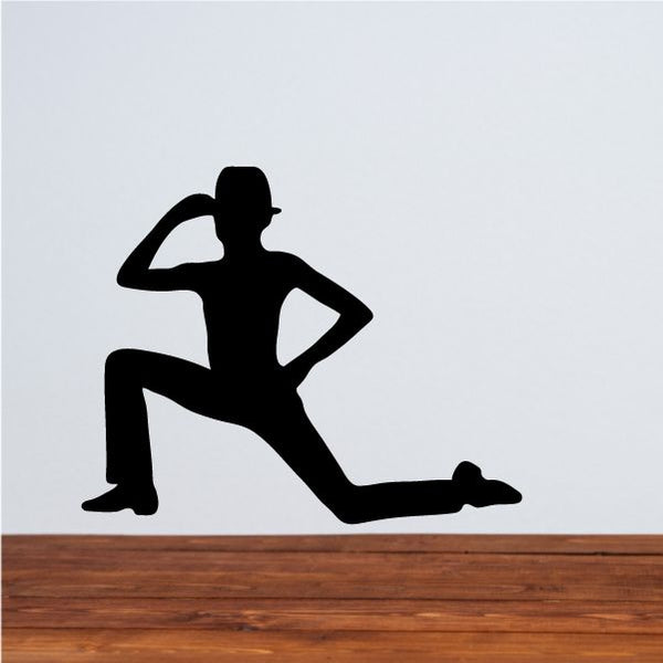 Jazz dancer vinyl wall decal with black silhouette in kneeling pose