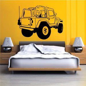 4x4 off-road Jeep vinyl decal sticker with black line-art vehicle graphic