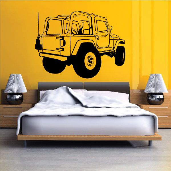 4x4 off-road Jeep vinyl decal sticker with black line-art vehicle graphic