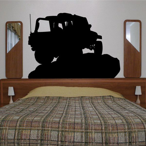 Jeep 4x4 off-road vinyl decal with black truck silhouette