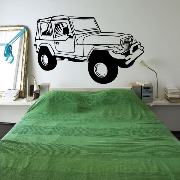 Jeep 4x4 vinyl decal of a black line off-road SUV