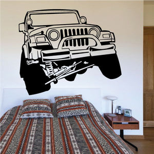 Jeep 4x4 off-road vinyl decal sticker with black illustrated jeep graphic