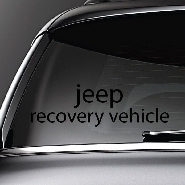Jeep recovery vehicle decal on car window
