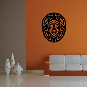 Turtle jester face circular wall decal in black with ornate line art