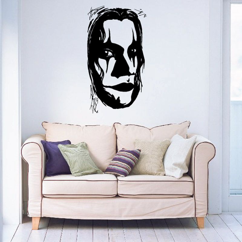 Jester face wall decal, black and white vinyl graphic