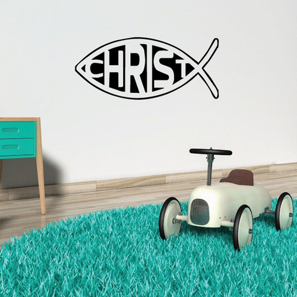 Christian fish decal with stylized CHRISTX lettering