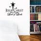 Religious wall decal with Jesus Christ quote and star accents in black