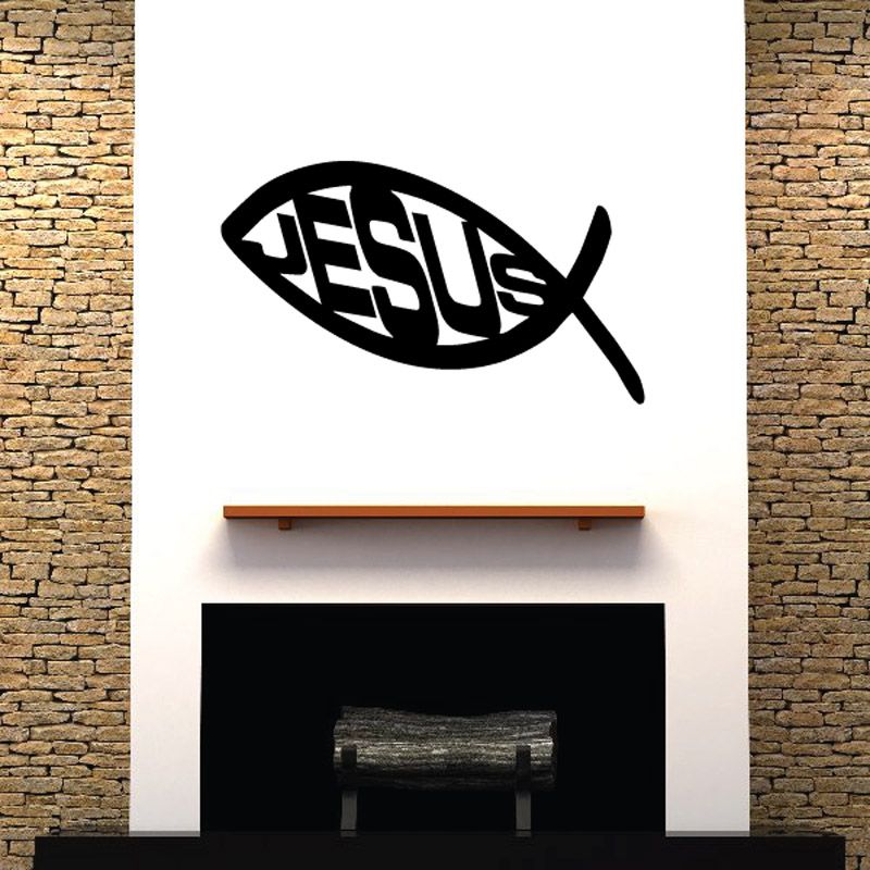 Image of Jesus Fish Angled Decal