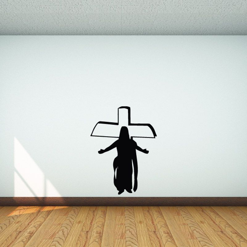 Image of Jesus in Front of the Cross Decal