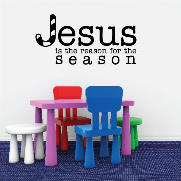 Image of Jesus Is The Reason For The Season Candy Cane Decal