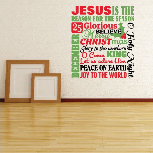 Image of Jesus Is The Reason For The Season Candy Cane Printed Decal