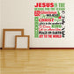 Christmas wall decal with colorful text reading “Jesus is the reason for the season”