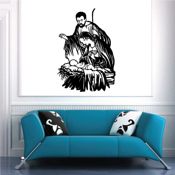 Image of Jesus Manger Wall Decal - Vinyl Decal - Car Decal - 102