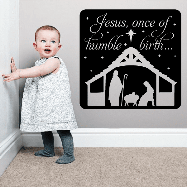 Image of Jesus Once Of Humble Birth Decal