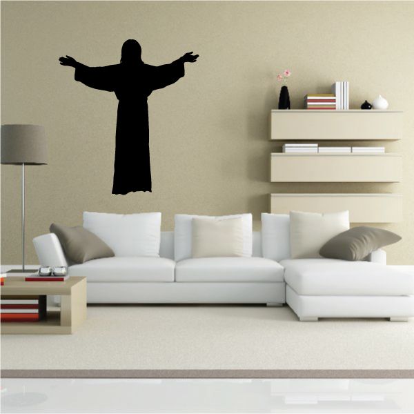 Jesus with arms open wall decal, black silhouette