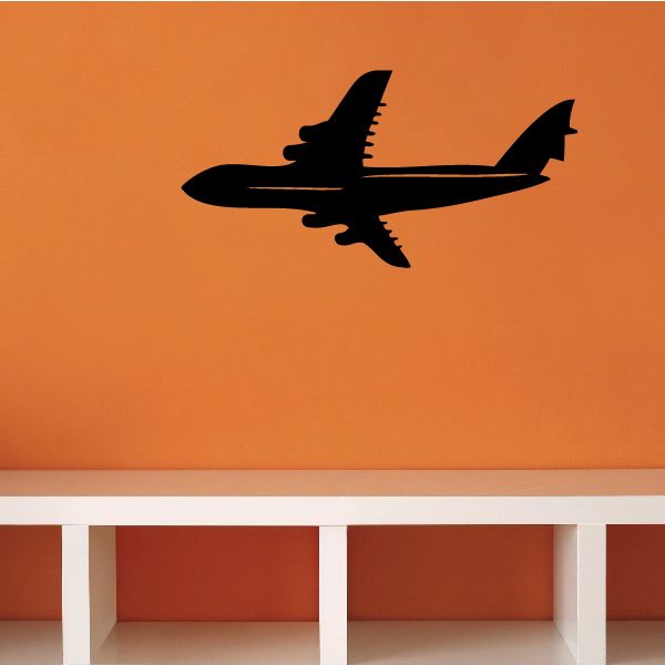 Black jet airliner flying decal silhouette