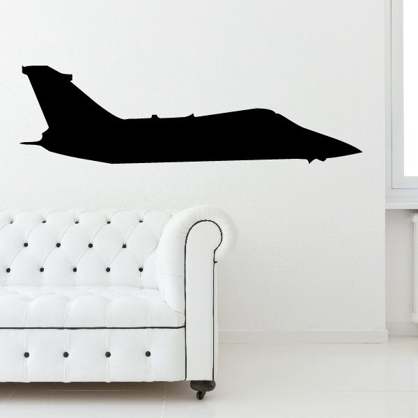 Black jet aircraft wall decal silhouette