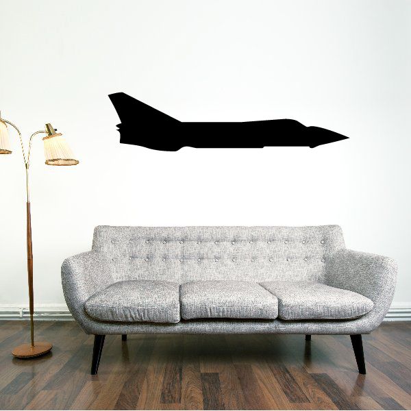 Black jet aircraft wall decal silhouette