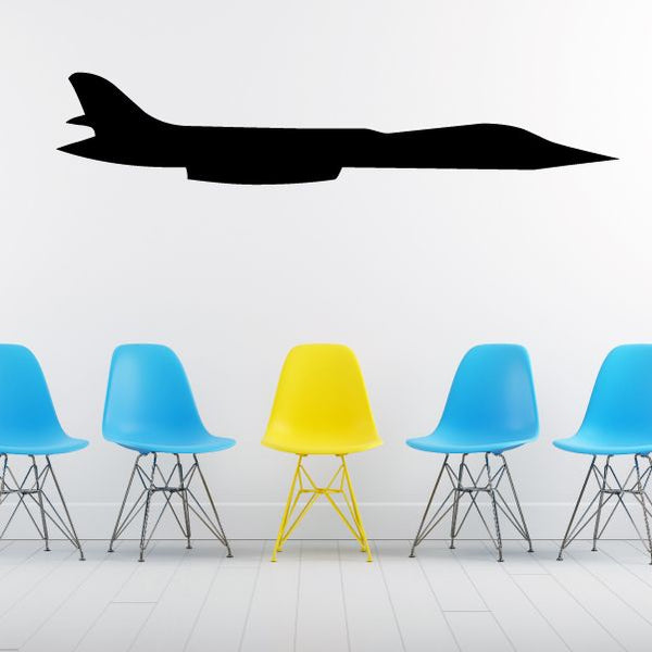 Jet airplane wall decal, black vinyl silhouette
