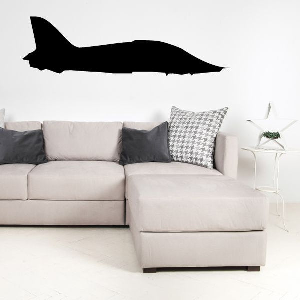 Jet aircraft wall decal, black vinyl silhouette