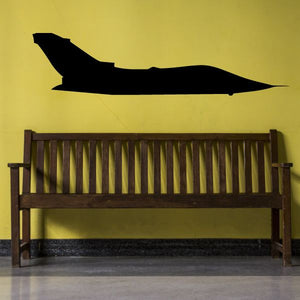 Black jet aircraft wall decal with long wing silhouette