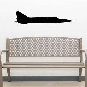 Jet aircraft wall decal, black vinyl airplane silhouette